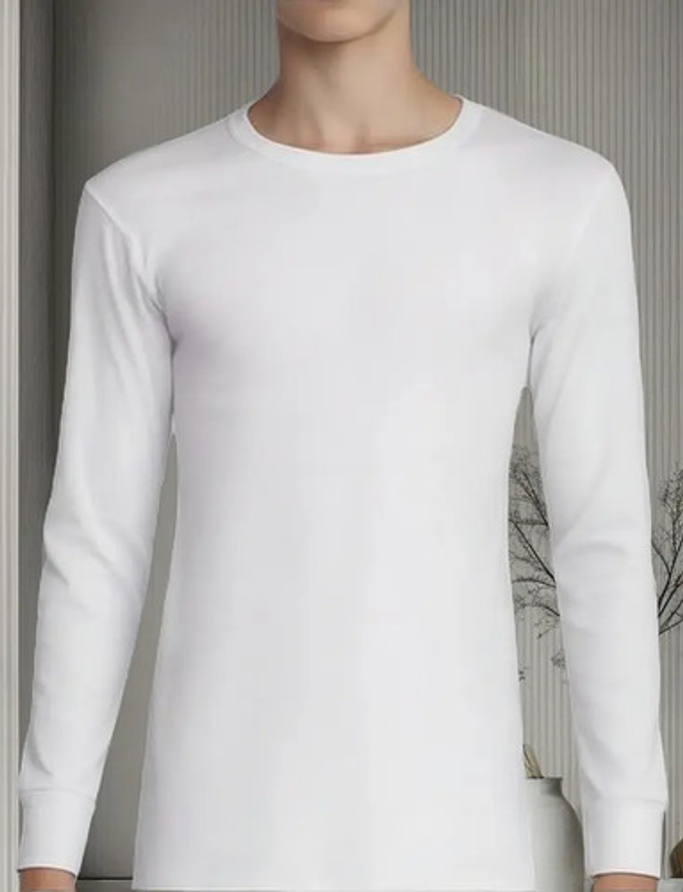 Camisetas Blancas Algodón Con Bambú Manga Larga,4 A 14 Años 2