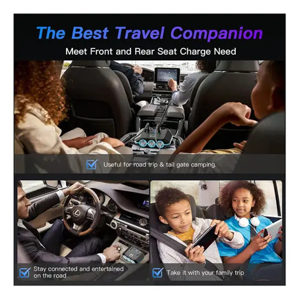 Cargador Rápido 4 Usb Automóvil 120w 2