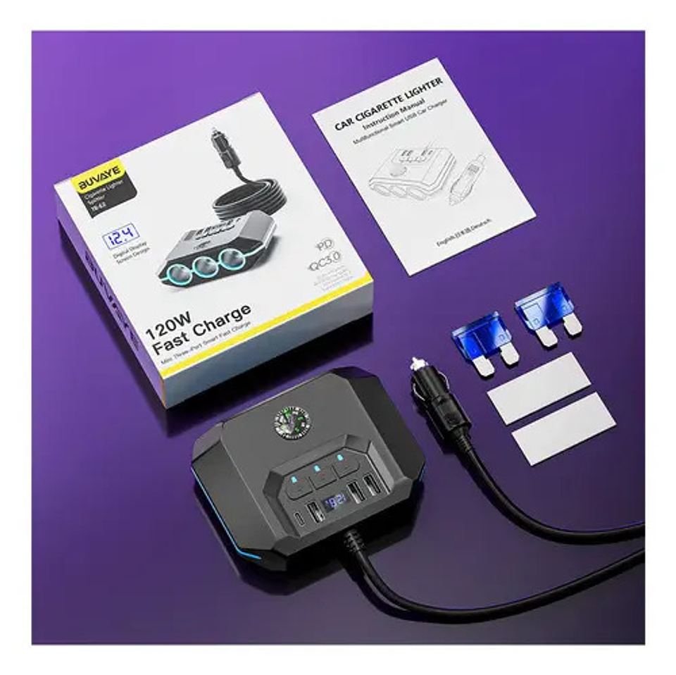 Cargador Rápido 4 Usb Automóvil 120w 4