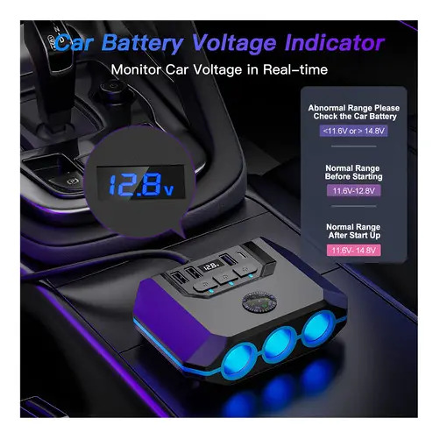 Cargador Rápido 4 Usb Automóvil 120w 7