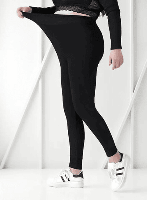 Pack 2 Calzas Polar Sin Costura Mujer. Tiro Largo Con Faja