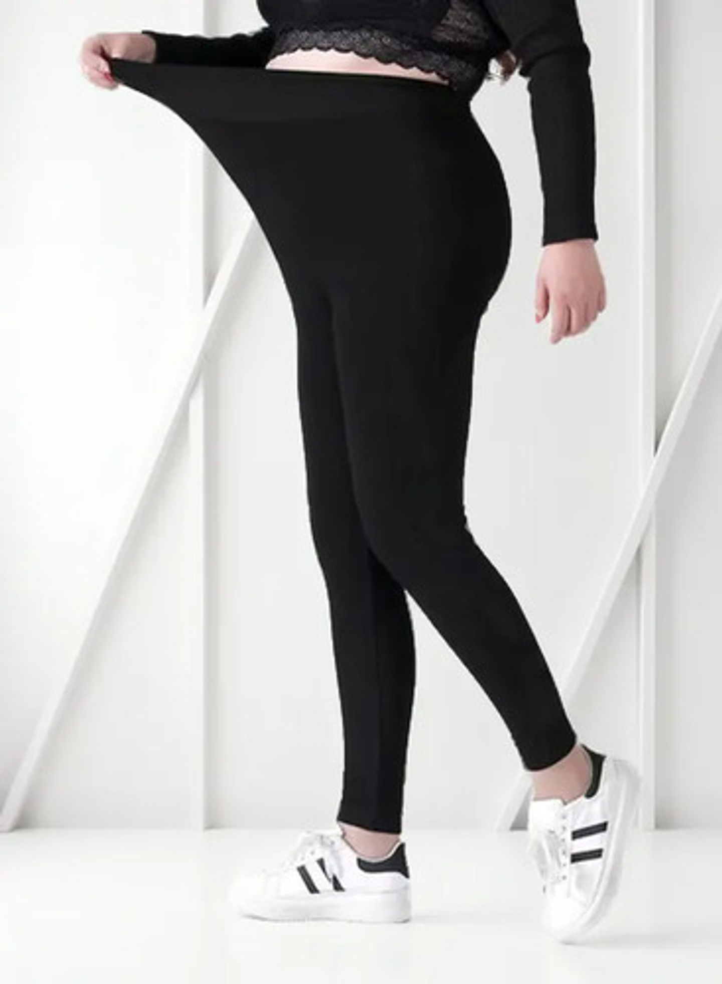 Pack 2 Calzas Polar Sin Costura Mujer. Tiro Largo Con Faja 1