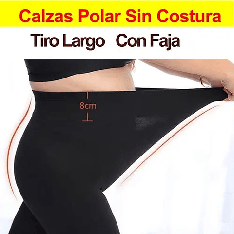 Pack 2 Calzas Polar Sin Costura Mujer. Tiro Largo Con Faja