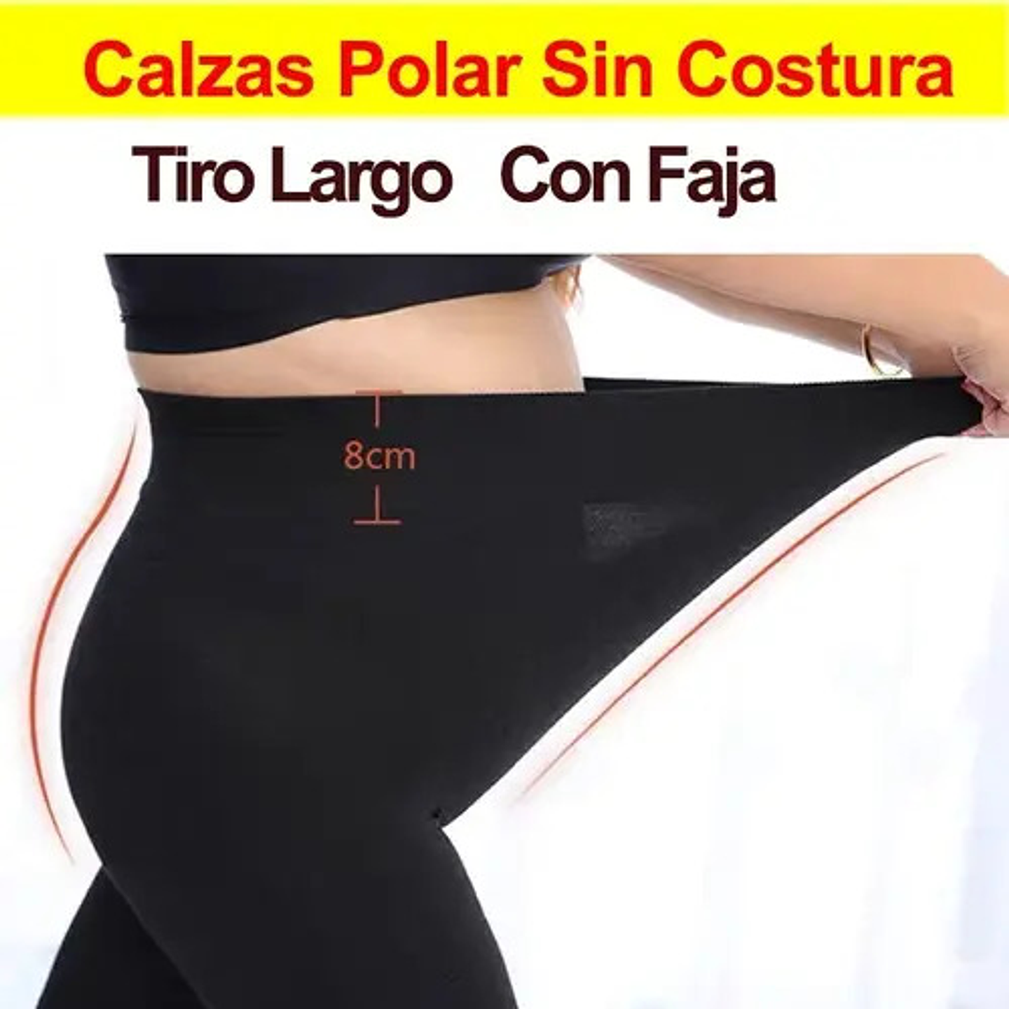 Pack 2 Calzas Polar Sin Costura Mujer. Tiro Largo Con Faja 2