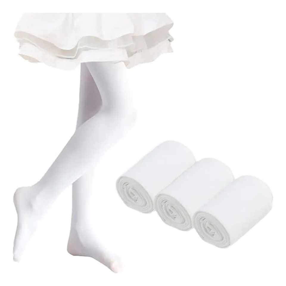 3 Unidades  Pantys Blancas Para Niñas Lisas 7