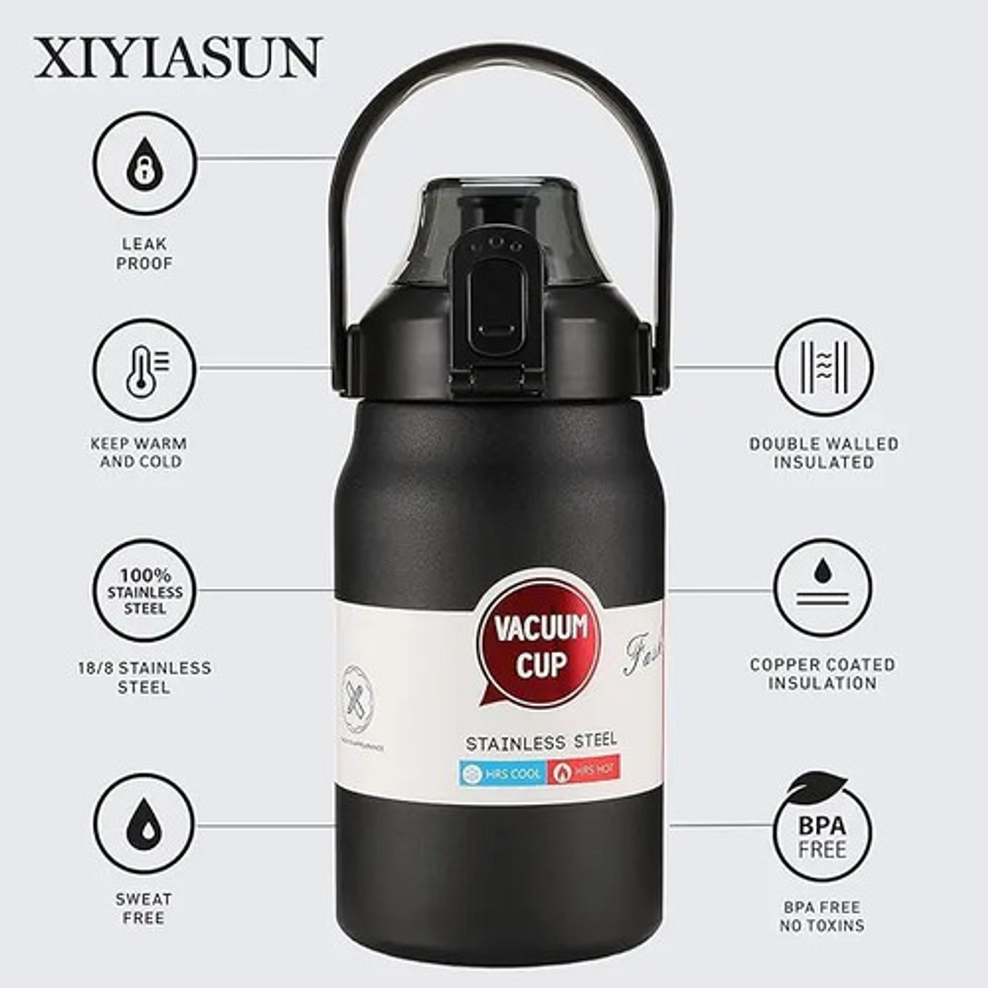 Botella De Agua Deportiva De Acero Inoxidable 316 De 800ml 7