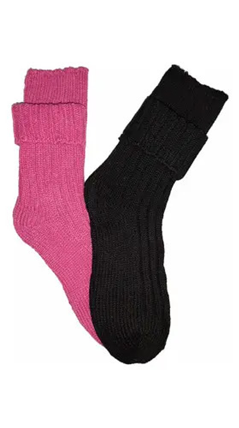 12 Pares Calcetin Lola Acanalado Liso Grueso/ 90% Algodón