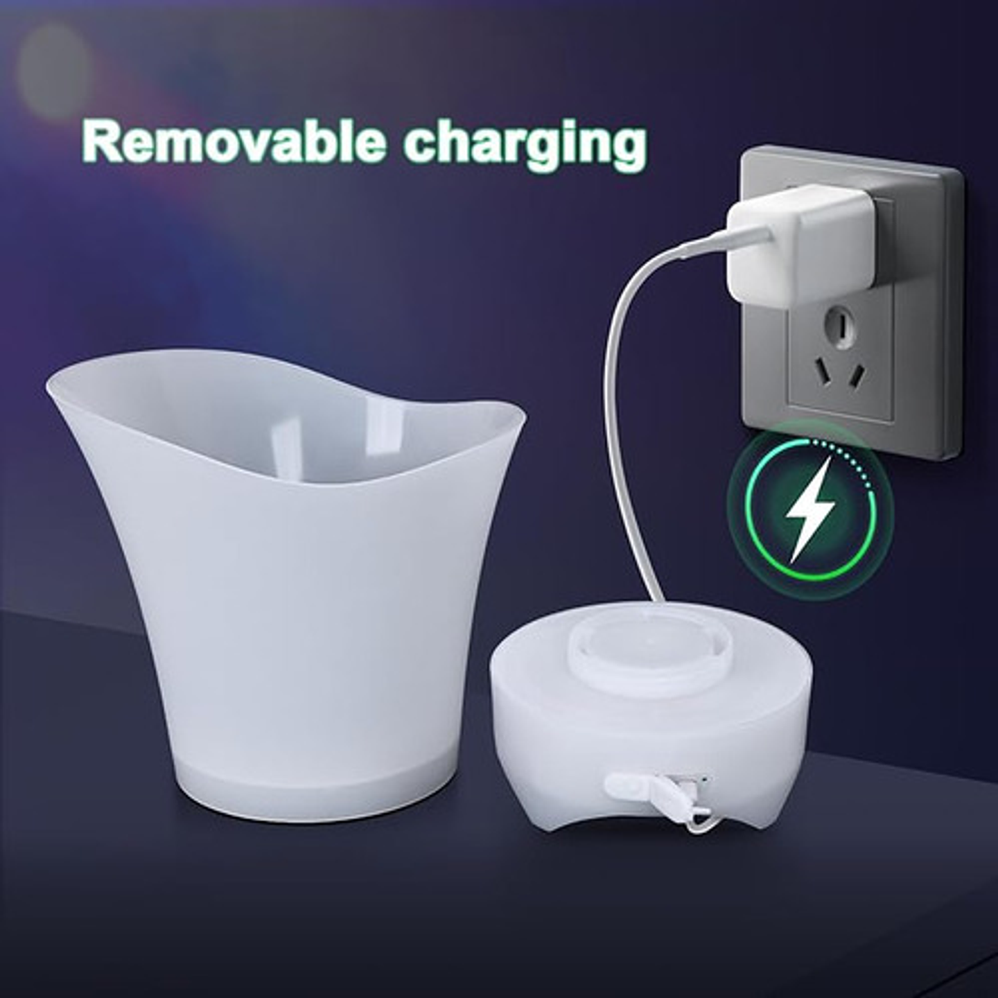 Cubitera Hielera Con Luz Led 5l Para Fiesta Hogar Bar Blanco Lisa 2