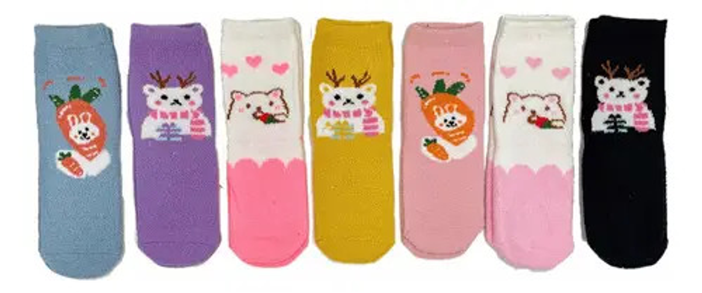 12 Pares Calcetín Diseño Animalitos De Toalla 1