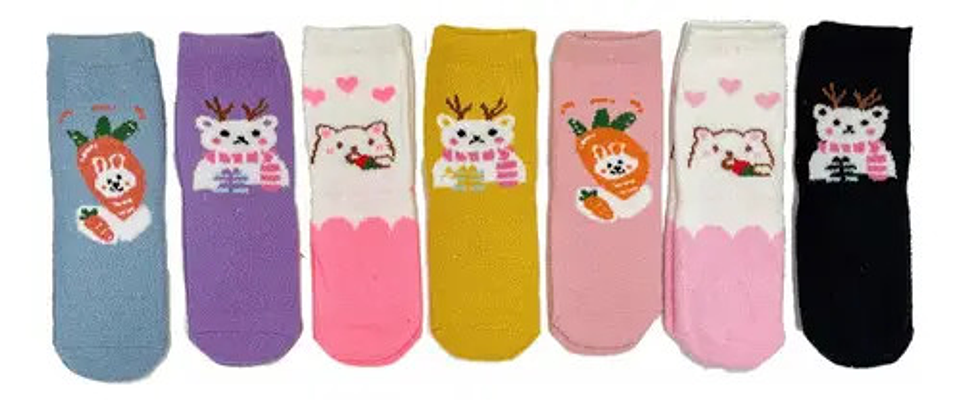 12 Pares Calcetín Diseño Animalitos De Toalla 1