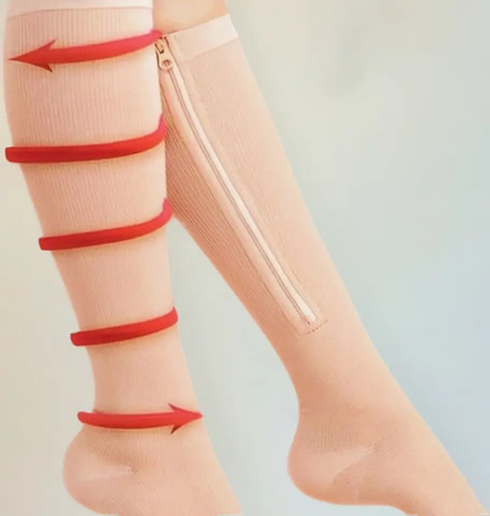 2 Pares Media Cierre Compresión Varices Larga Calceta 1