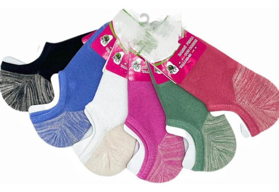 12 Pares Calcetine Mujeres Invisible Cobre Con Bambú Algodón 1
