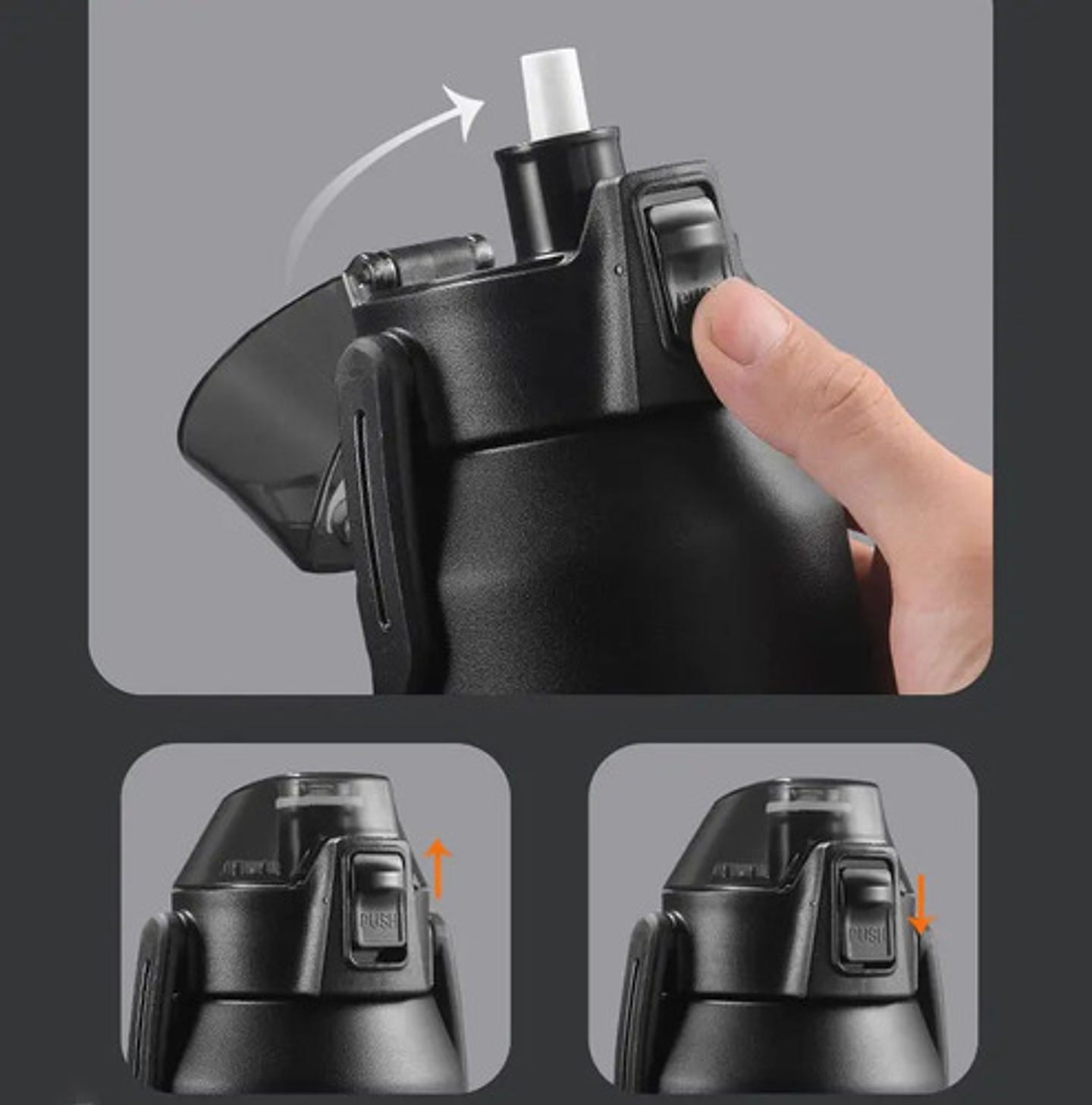 Botella De Agua Deportiva De Acero Inoxidable 316 De 1300ml Negro 2