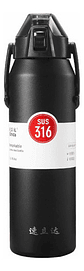 Botella De Agua Deportiva De Acero Inoxidable 316 De 1300ml Negro - Miniatura 8