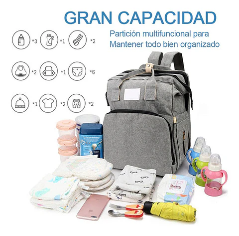 Mochila 3 En 1 Pañalera Cuna Y Mudador Portátil Para Bebés