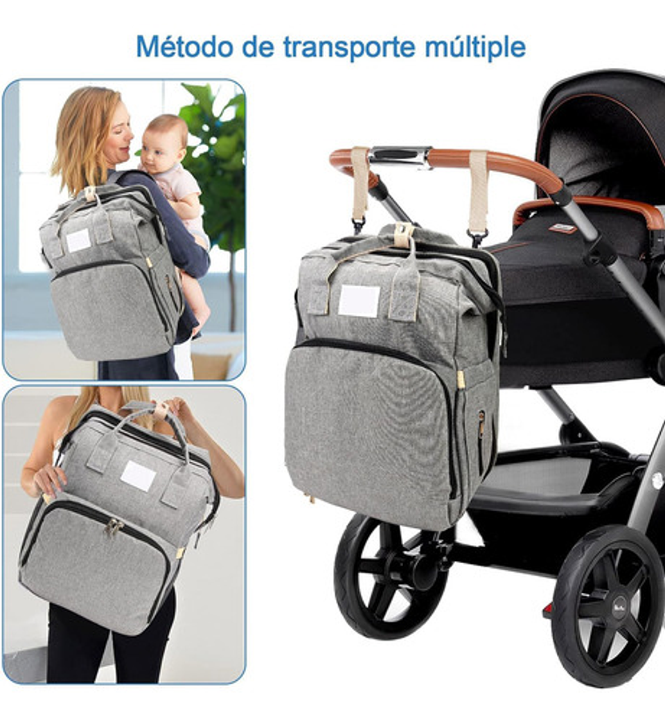Mochila 3 En 1 Pañalera Cuna Y Mudador Portátil Para Bebés 6