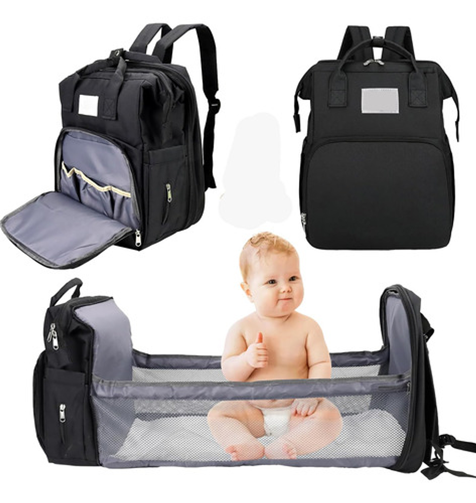 Mochila 3 En 1 Pañalera Cuna Y Mudador Portátil Para Bebés 8
