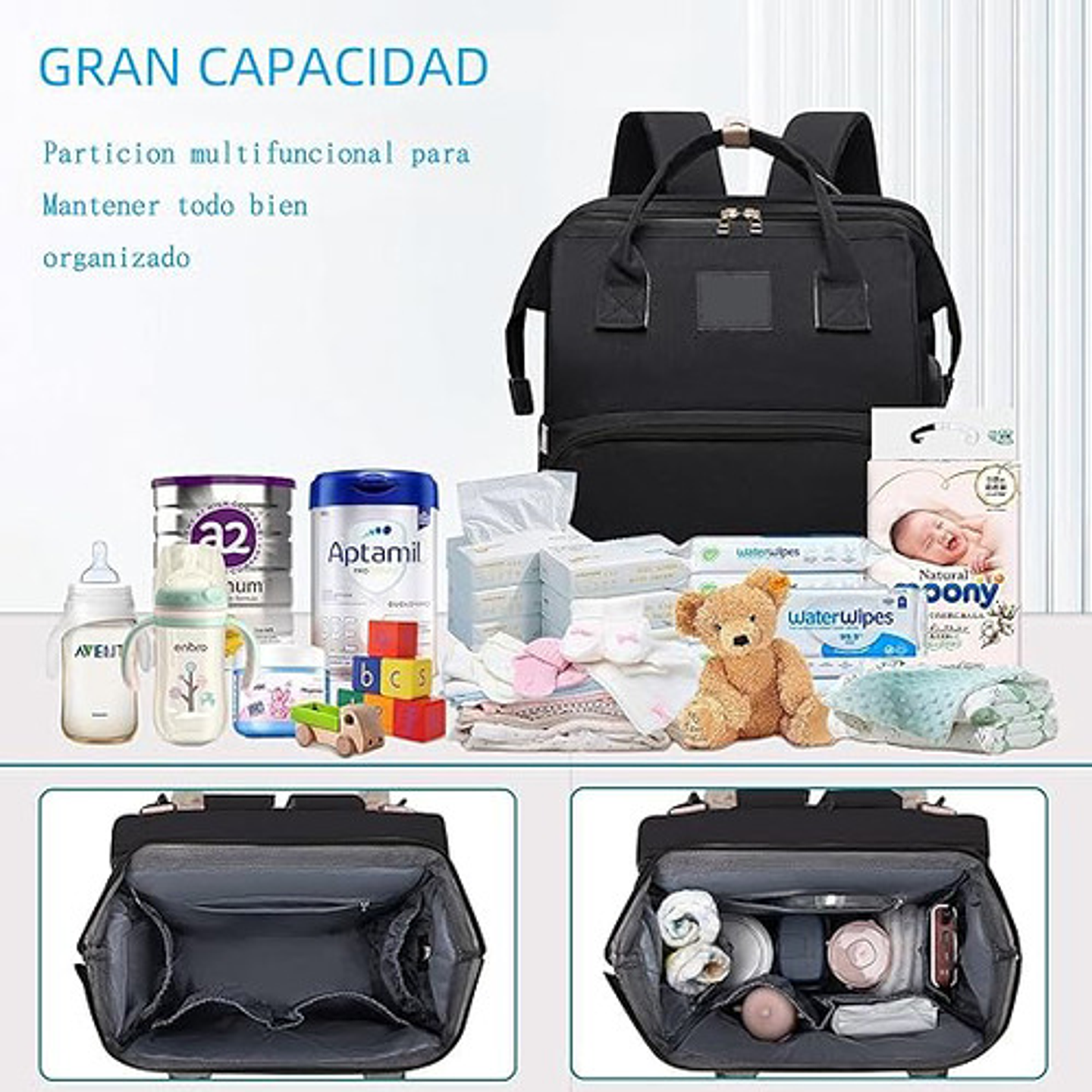 Mochila 3 En 1 Pañalera Cuna Y Mudador Portátil Para Bebés 10