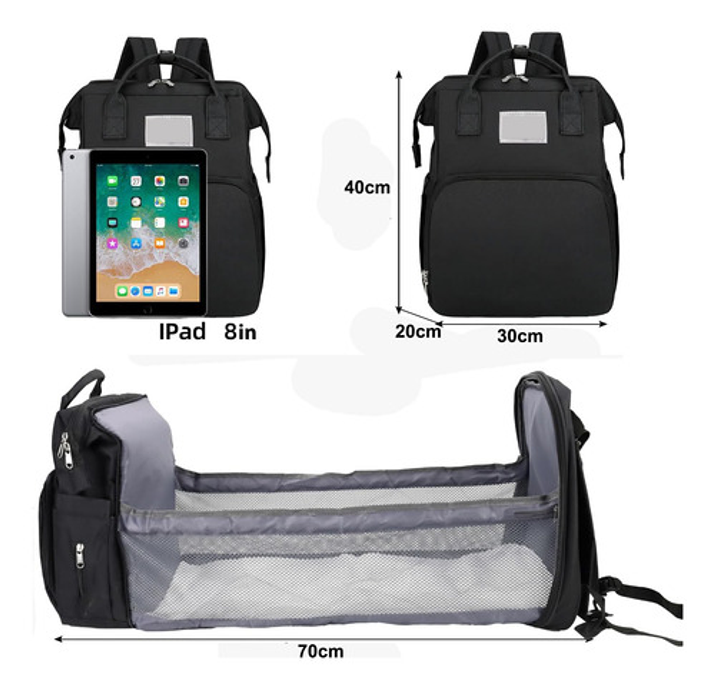 Mochila 3 En 1 Pañalera Cuna Y Mudador Portátil Para Bebés 13