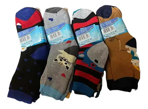Pack 12 Calcetines De Niño Bambú Con Toalla Grueso 2 A 12