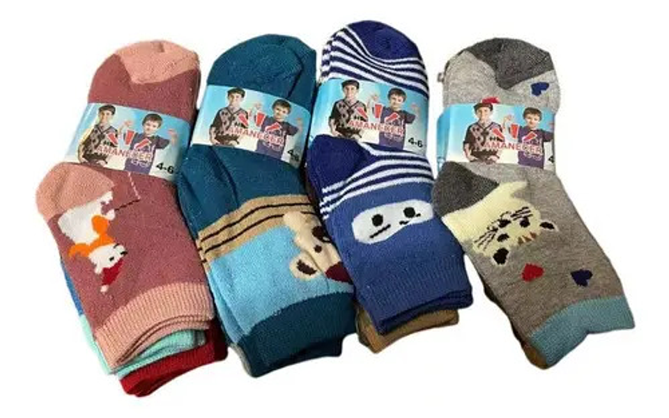 Pack 12 Calcetines De Niño Bambú Con Toalla Grueso 2 A 12 3