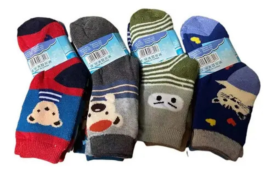 Pack 12 Calcetines De Niño Bambú Con Toalla Grueso 2 A 12 6