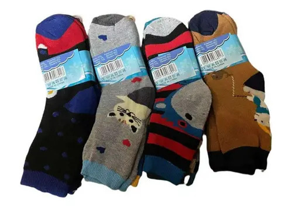 Pack 12 Calcetines De Niño Bambú Con Toalla Grueso 2 A 12 8