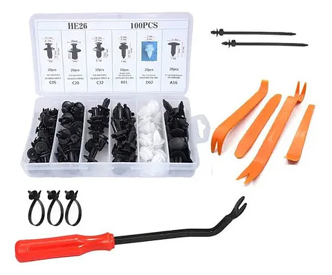 Kit 110 Clip Broche Retencion Plastico Auto Lata Tapabarro