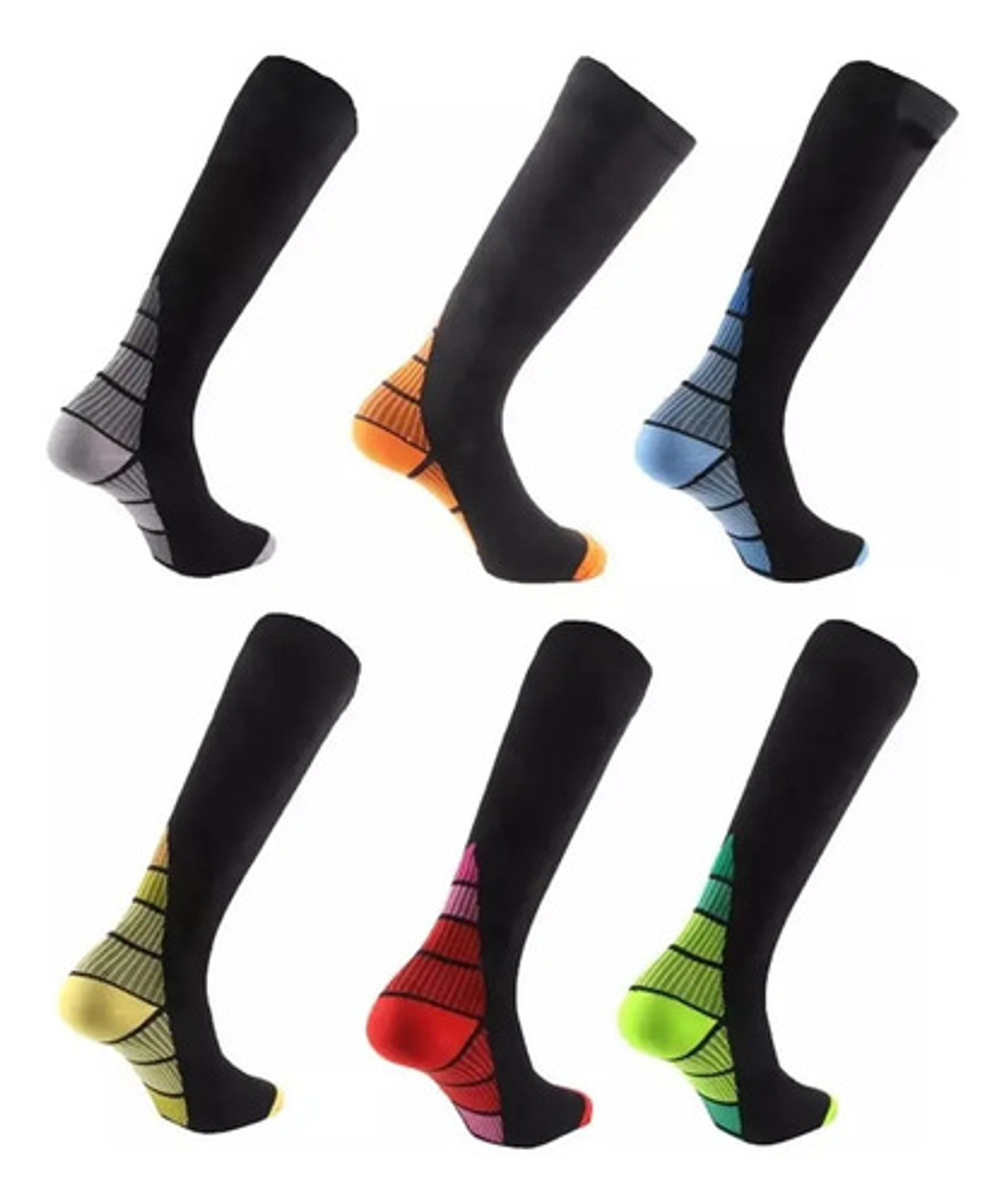 Pack 2 Pares Media Larga Compresión Varices Deportiva Diseño 1