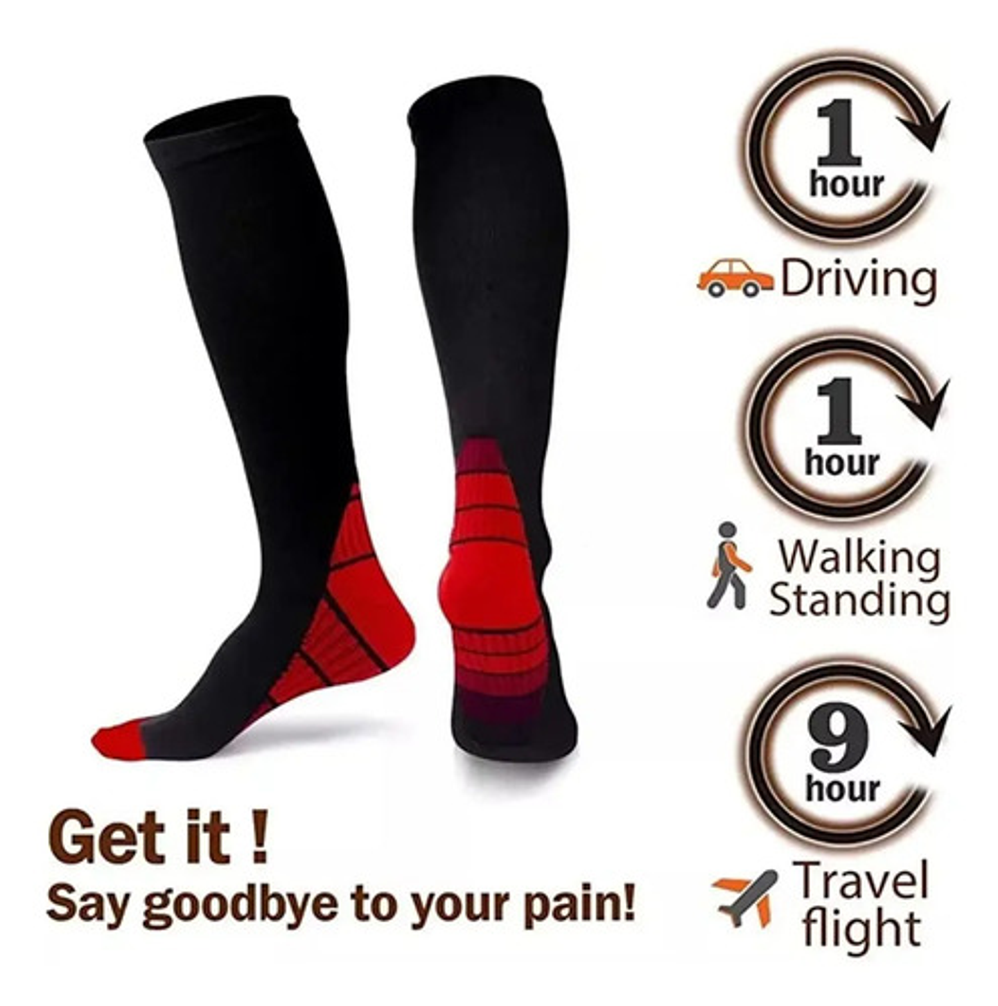 Pack 2 Pares Media Larga Compresión Varices Deportiva Diseño 2