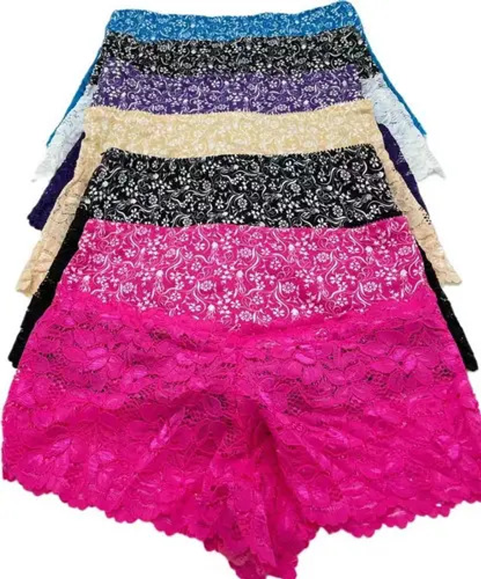 Pack 6 Pantaletas Larga Encaje Flores. 2