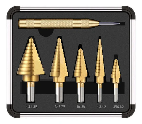 Set 6 Brocas Cónicas Hss Acero Rápido Titanio Metal