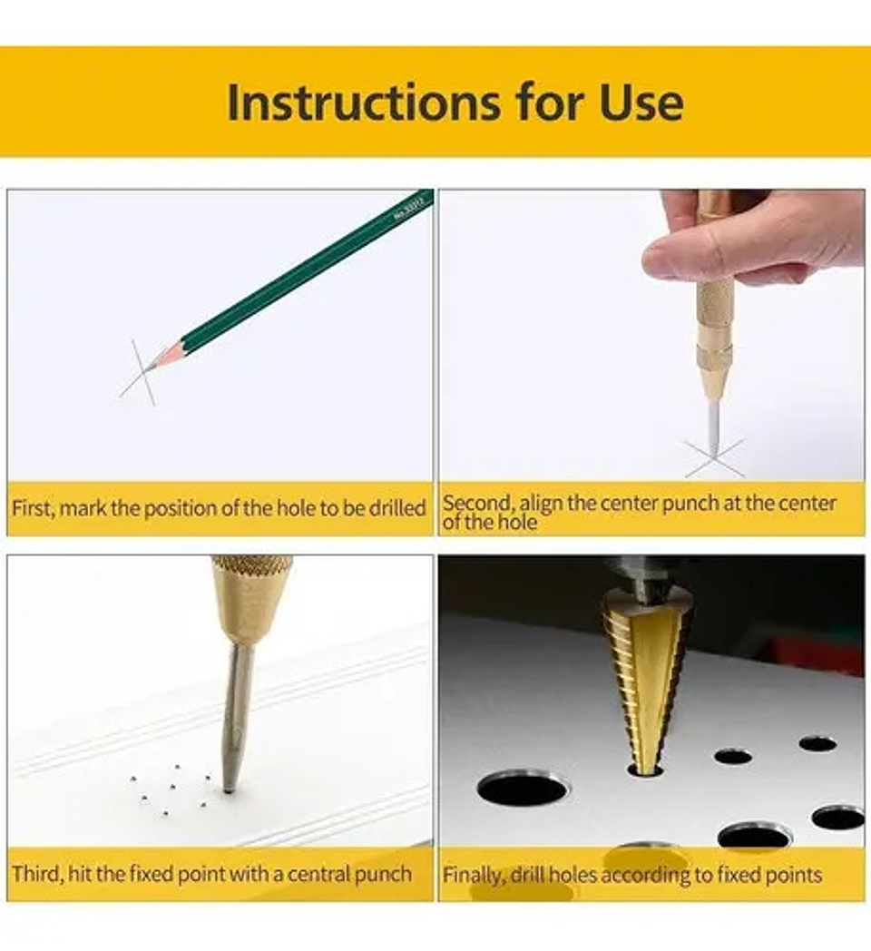 Set 6 Brocas Cónicas Hss Acero Rápido Titanio Metal 4