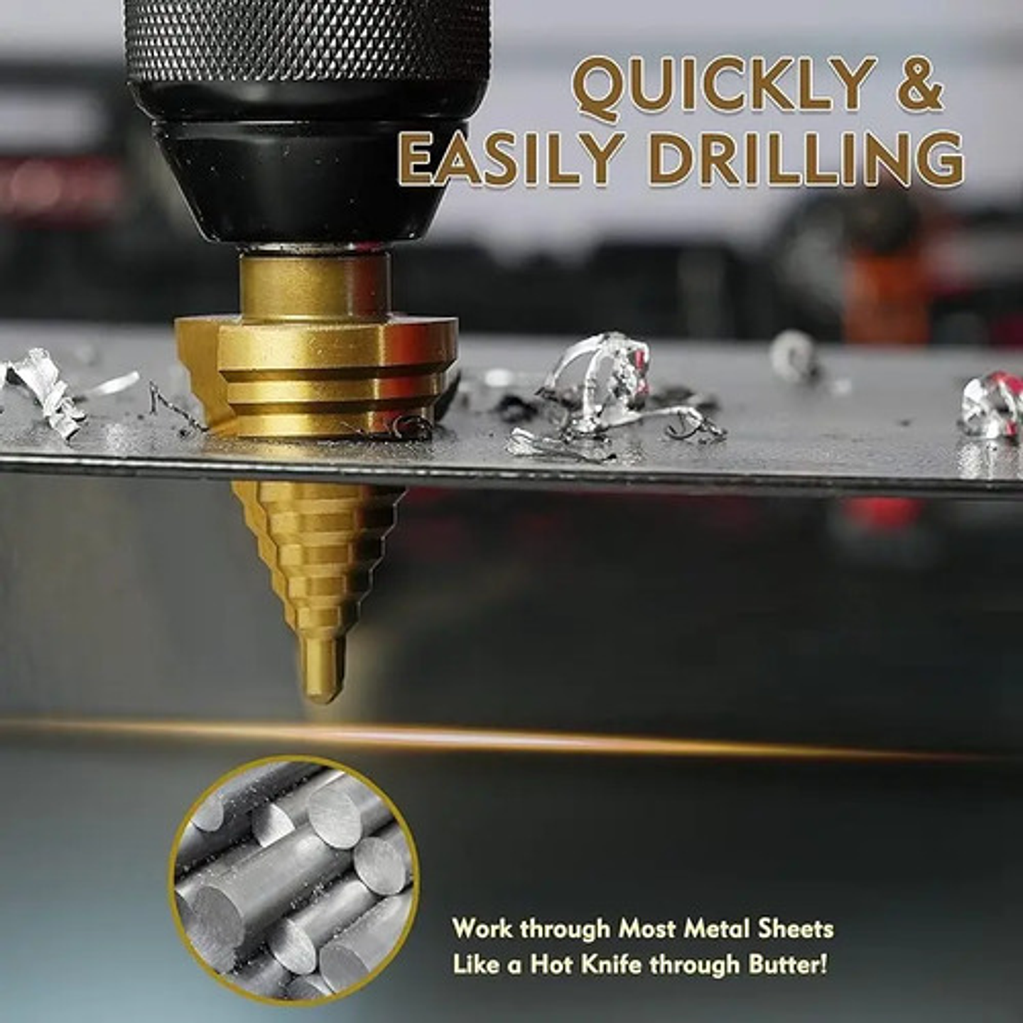 Set 6 Brocas Cónicas Hss Acero Rápido Titanio Metal 6