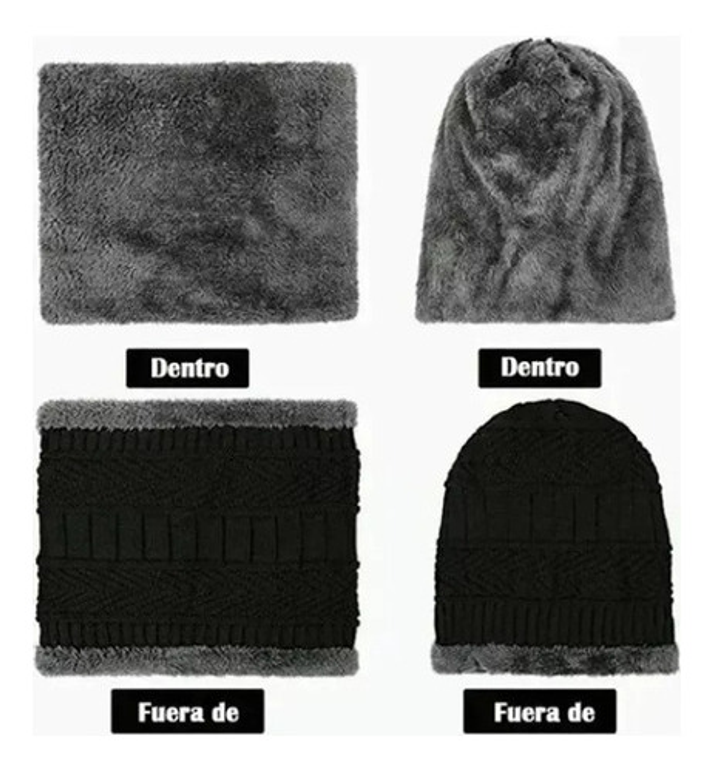 Gorro Invierno De Lana Con Interior Chiporro Cuello 3