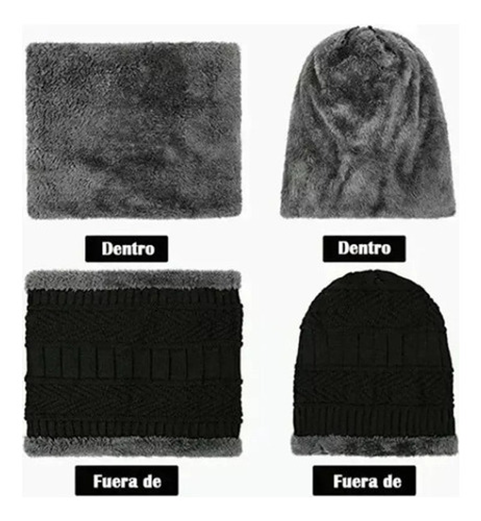 Gorro Invierno De Lana Con Interior Chiporro Cuello 3