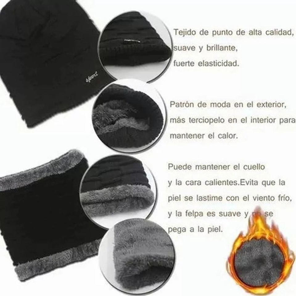 Gorro Invierno De Lana Con Interior Chiporro Cuello 9