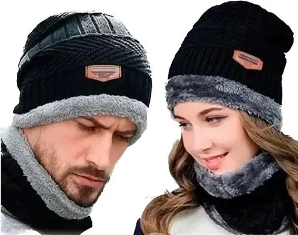 Gorro Invierno De Lana Con Interior Chiporro Cuello 12