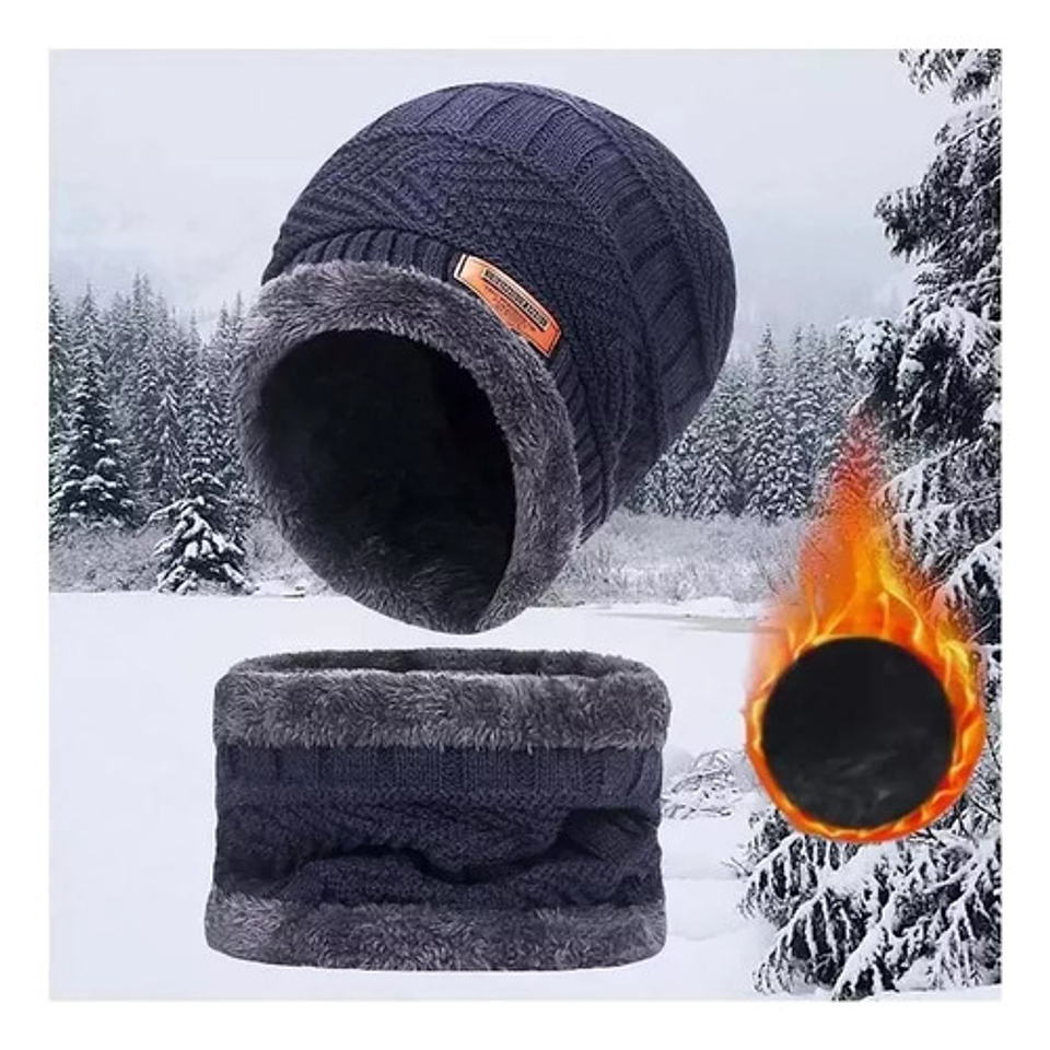 Gorro Invierno De Lana Con Interior Chiporro Cuello 16