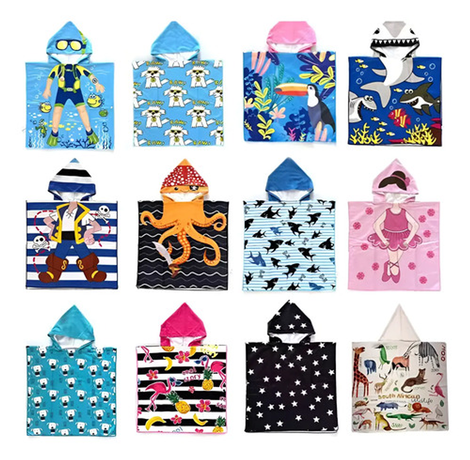 Toalla De Baño Playa Nadar Capucha Niños Diseños 5