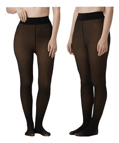 Pack2 Calza Efecto Piel Panty Con Chiporro Invierno Con Pie