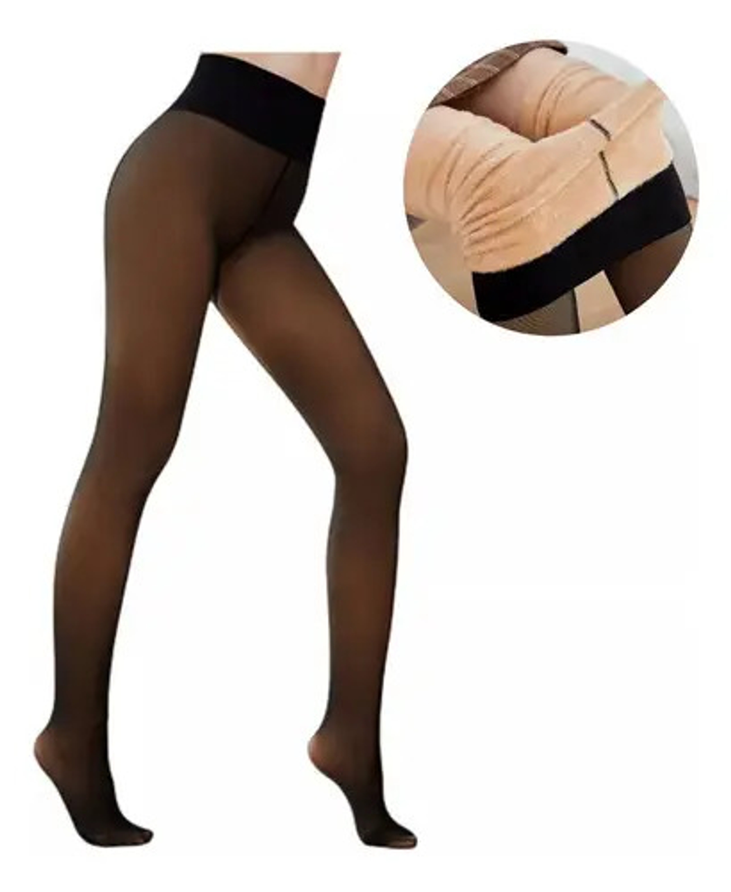 Pack2 Calza Efecto Piel Panty Con Chiporro Invierno Con Pie 4