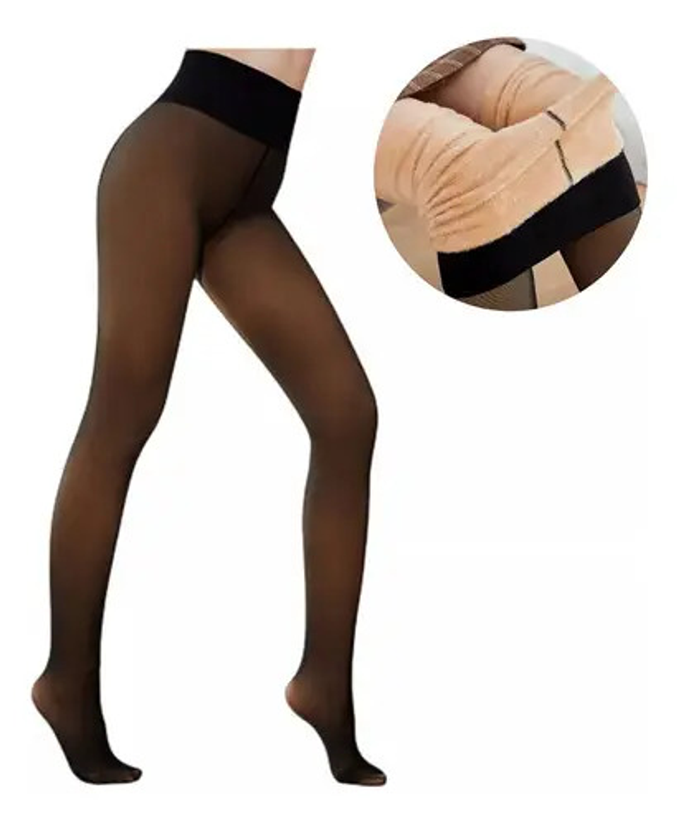 Pack2 Calza Efecto Piel Panty Con Chiporro Invierno Con Pie 4