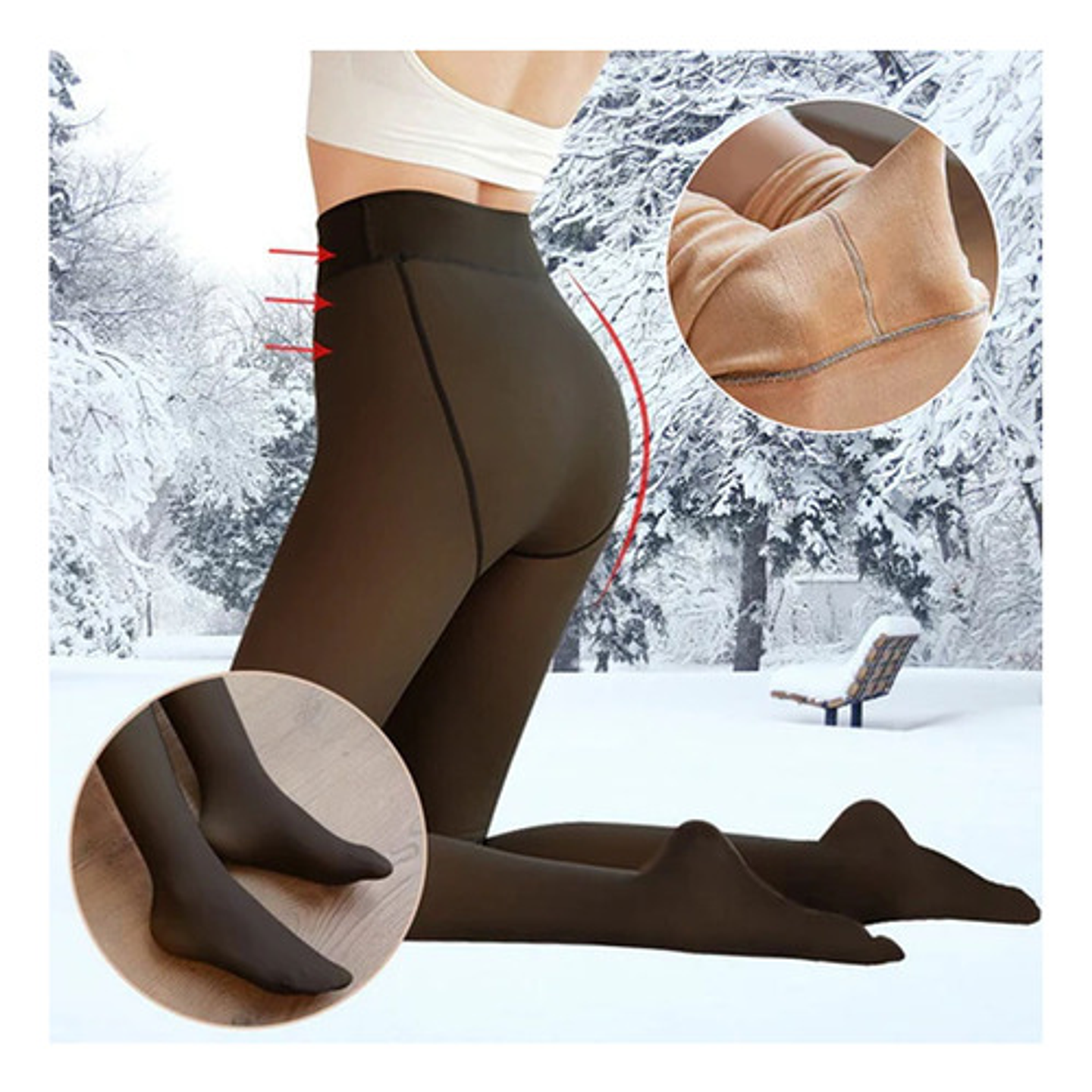 Pack2 Calza Efecto Piel Panty Con Chiporro Invierno Con Pie 5