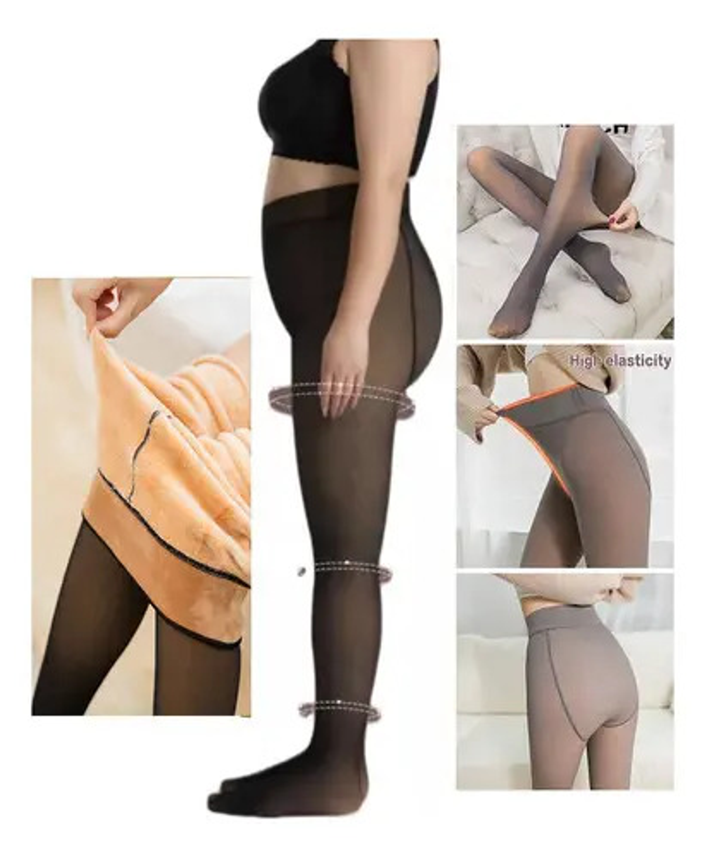 Pack2 Calza Efecto Piel Panty Con Chiporro Invierno Con Pie 6
