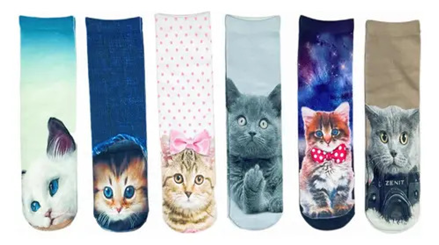 Pack 6 Calcetines Con Diseños Surtidos 3d Largo,más Diseño 1