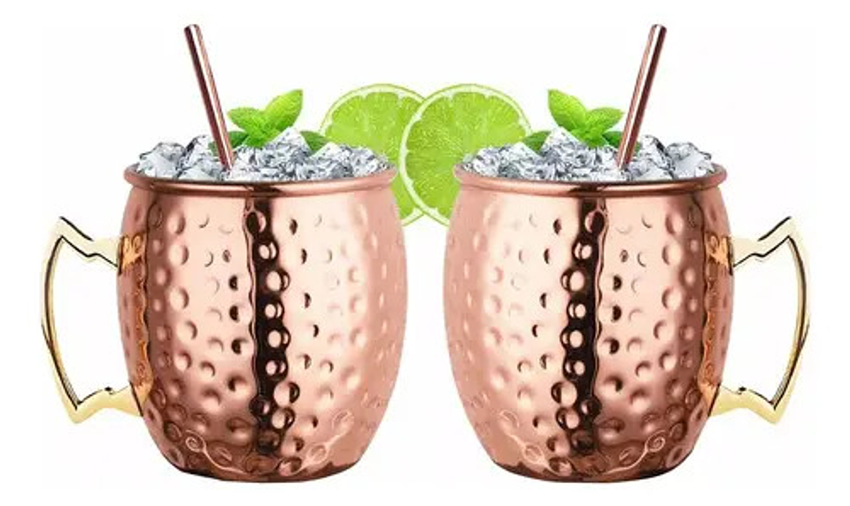 Set 2 Vasos Mug Jarra Para Tragos Moscow Mule + Bombilla 1