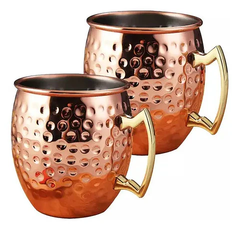 Set 2 Vasos Mug Jarra Para Tragos Moscow Mule + Bombilla