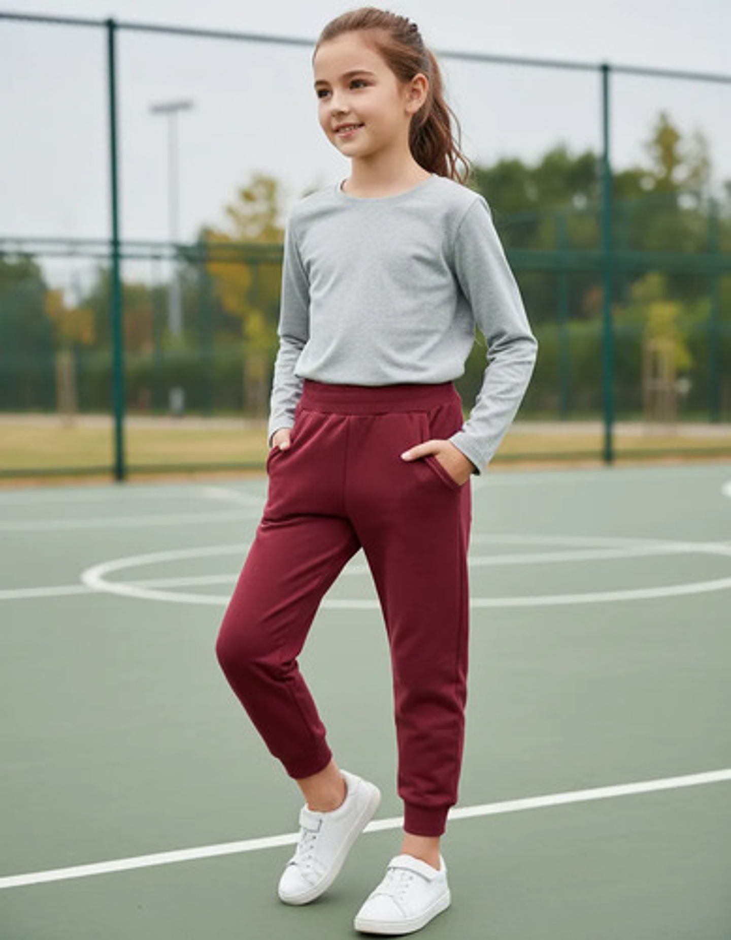  Pantalones De Buzo Para Niña Talla 5 A 10 Liso 60-80 1