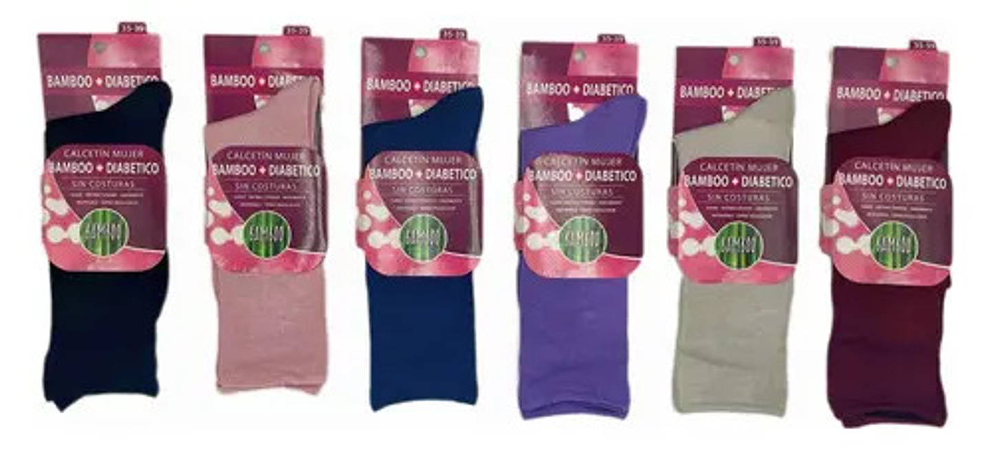 X6 Calcetines Bambú + Cobre Para Mujer Diabetes Sin Costuras 4